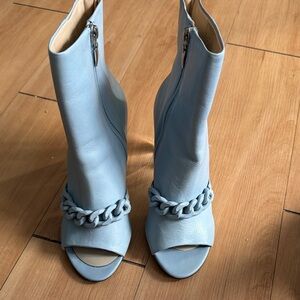 Dune London Sky Blue Chain Heeled Boots